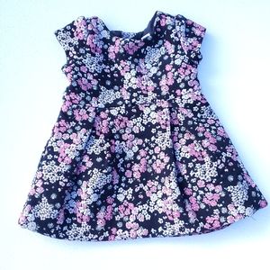 Janie & Jack Dress Sleeveless Black Floral Baby Girls 6-12 Months